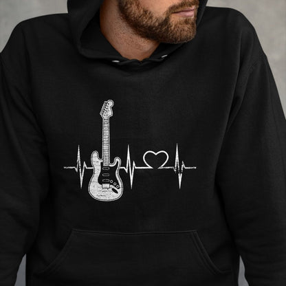 Guitar Lover Shirt, Funny Guitar UnisexT-Shirt/Hoodie/Sweatshirt HLT00 - Vintage Guitarist Love Music Heart Gifts Heartbeat Guitar T-Shirt