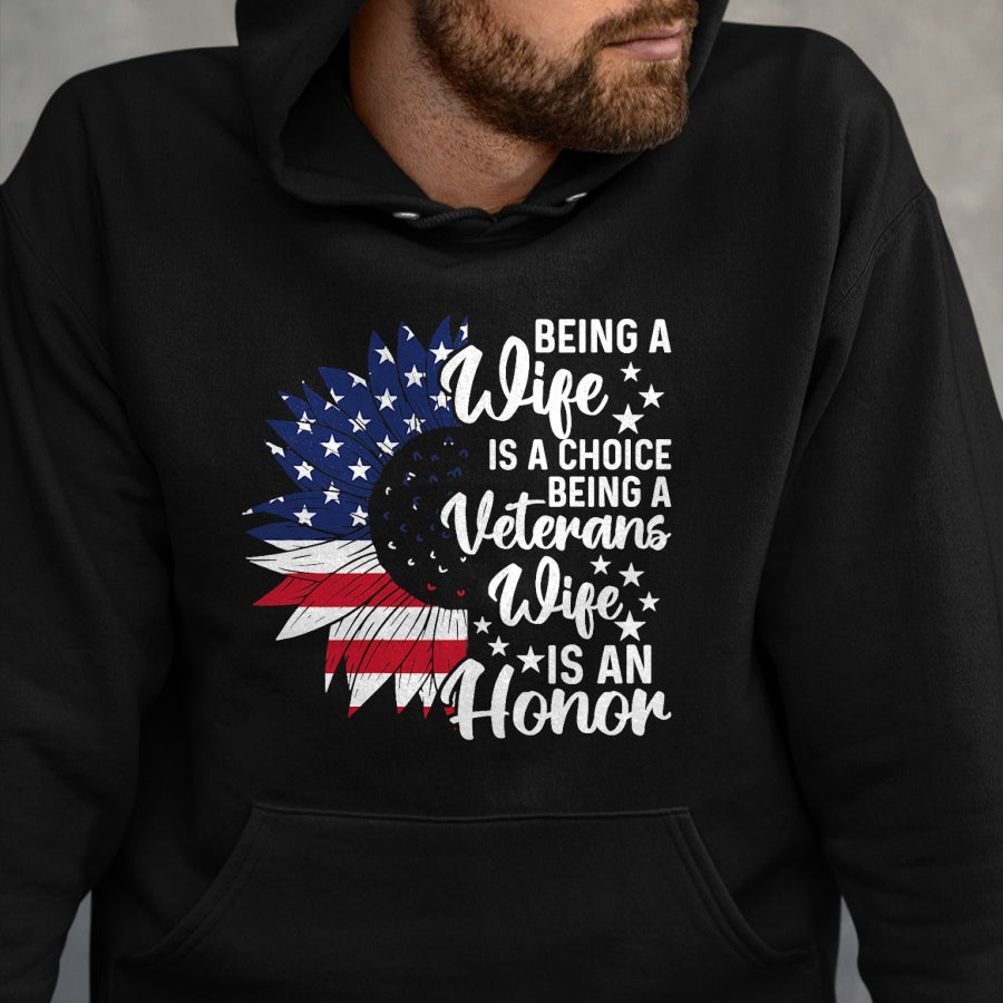Best Wife Shirt, Wife and Husband Unisex T-Shirt/Hoodie/Sweatshirt HLT00 - Gift for wife T shirt, lucky wife   Patriotic Veterans Day Being A Veterans Wife Is An Honor T-Shirt