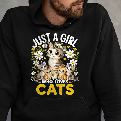 Cat Love Shirt, Funny Cat Lover Gift UnisexT-Shirt/Hoodie/Sweatshirt HLT00 - Cute Cat Lover Just A Girl Who Loves Cats T-Shirt
