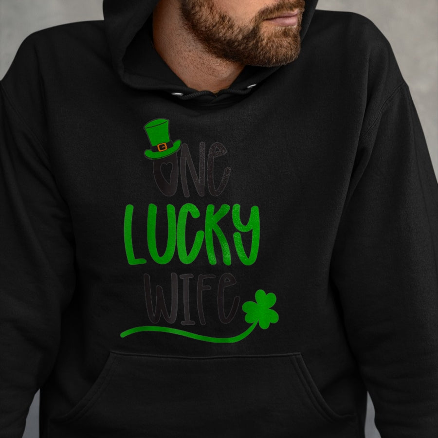 Best Wife Shirt, Wife and Husband Unisex T-Shirt/Hoodie/Sweatshirt HLT00 - Gift for wife T shirt, lucky wife   One Lucky Wife Irish St Patricks Day Womens Girls Funny Gift Rag