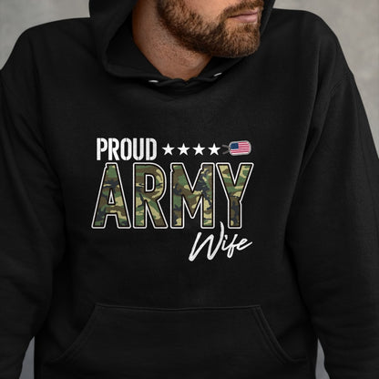 Best Wife Shirt, Wife and Husband Unisex T-Shirt/Hoodie/Sweatshirt HLT00 - Gift for wife T shirt, lucky wife   OCP Proud Army Wife Pullover Hoodie