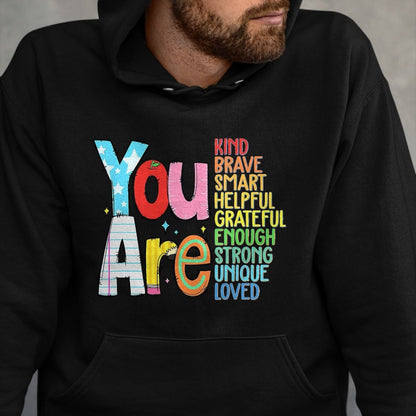 Best Student Shirt, Funny Back To School UnisexT-Shirt/Hoodie/Sweatshirt HLT00 - You are SMART Brave Strong Kind Loved Motivation Teacher Kid T-Shirt, Men, Black, 3X-Large