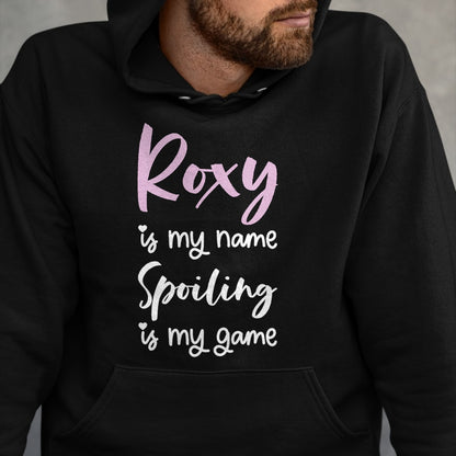 Best Wife Shirt, Wife and Husband Unisex T-Shirt/Hoodie/Sweatshirt HLT00 - Roxy Name Personalized Women Spoiled Girl Cute Pink Black T-Shirt (1)