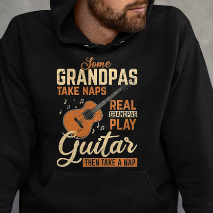 Guitar Lover Shirt, Funny Guitar UnisexT-Shirt/Hoodie/Sweatshirt HLT00 - Real Grandpas Play Guitar Then Take Nap Funny Guitarist T-Shirt, Men, Black, 3X-Large