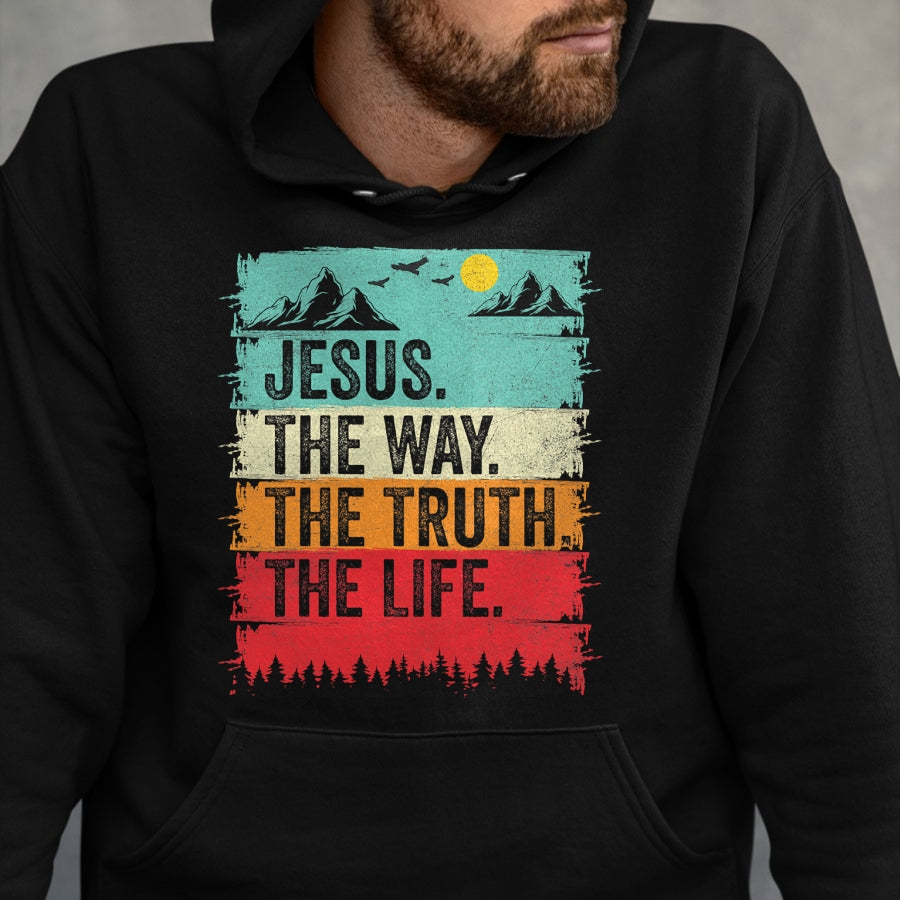 Christian Tee, Christian Faith Unisex T-Shirt/Hoodie/Sweatshirt HLT00 - Jesus The Way Truth Life Women Men Kids Christian Worship T-Shirt (1)