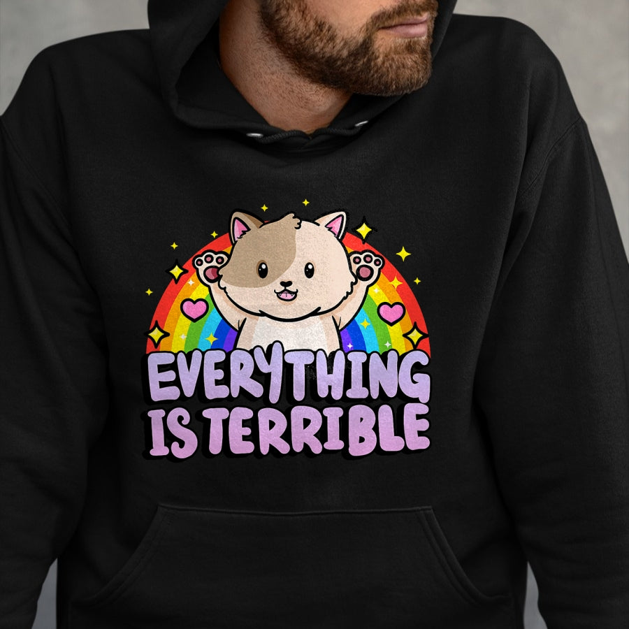 Cat Love Shirt, Funny Cat Lover Gift UnisexT-Shirt/Hoodie/Sweatshirt HLT00 - Everything is Terrible Sarcasm Rainbow Kitten Cute Cat T-Shirt