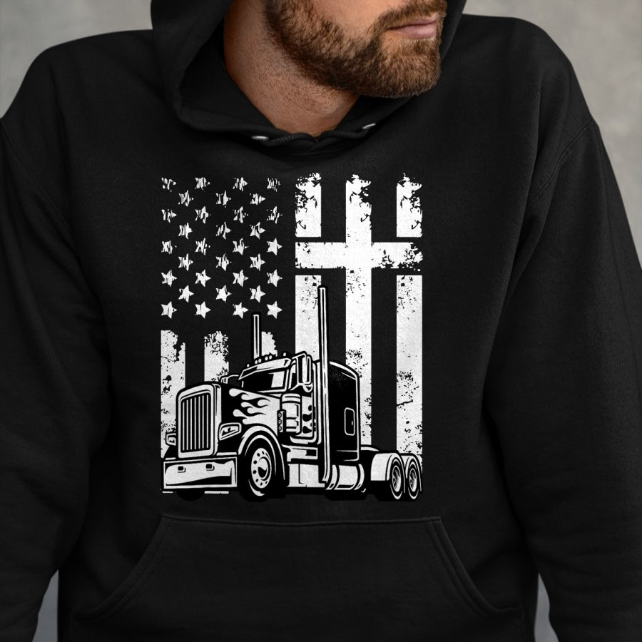 Best Truck Driver Life Shirt, Funny Trucker UnisexT-Shirt/Hoodie/Sweatshirt HLT00 - Semi Truck American Flag Christian Truck Driver Patriotic T-Shirt