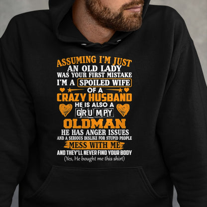 Best Wife Shirt, Wife and Husband Unisex T-Shirt/Hoodie/Sweatshirt HLT00 - Gift for wife T shirt, spoiled wife   Womens I'm A Spoiled Wife Of A Crazy Husband Funny Sarcasm Wif