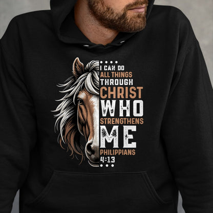 Best Horse Lover Shirt , Funny Horse UnisexT-Shirt/Hoodie/Sweatshirt HLT00 - I Can Do All Things Through Christ Horse Inspirational T-Shirt