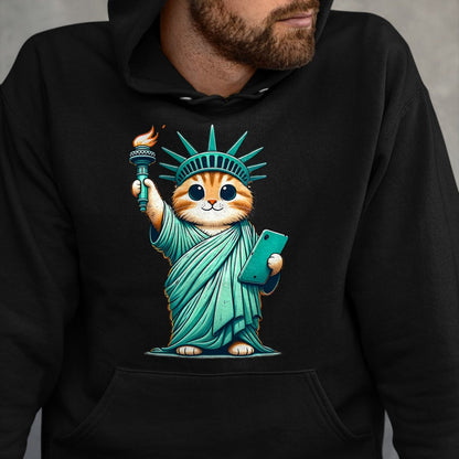Cat Love Shirt, Funny Cat Lover Gift UnisexT-Shirt/Hoodie/Sweatshirt HLT00 - Cute Kawaii Cat Statue of Liberty I Love New York NYC T-Shirt