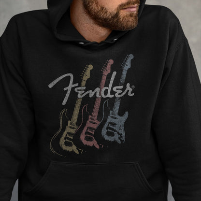 Guitar Lover Shirt, Funny Guitar UnisexT-Shirt/Hoodie/Sweatshirt HLT00 - Fender Stacked Guitar Faded Logo T-Shirt