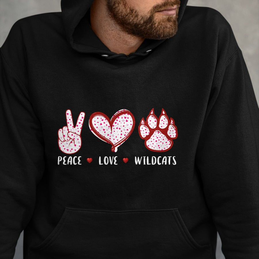 Cat Love Shirt, Funny Cat Lover Gift UnisexT-Shirt/Hoodie/Sweatshirt HLT00 - Peace Love Wildcats Gifts Men Women Kids Boys Girls Wild cat T-Shirt