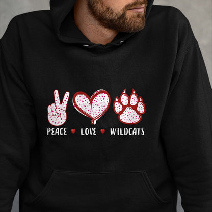Cat Love Shirt, Funny Cat Lover Gift UnisexT-Shirt/Hoodie/Sweatshirt HLT00 - Peace Love Wildcats Gifts Men Women Kids Boys Girls Wild cat T-Shirt