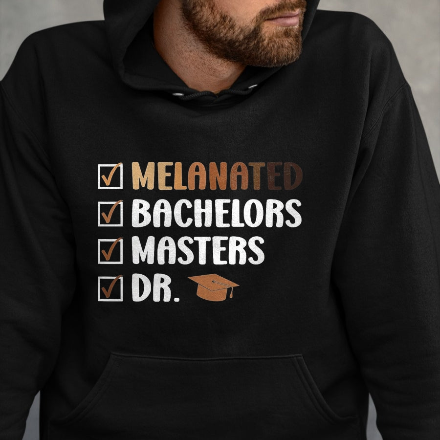 Best Doctor Shirt, Funny Doctor UnisexT-Shirt/Hoodie/Sweatshirt HLT00 - MELANATED Bachelors Masters DR. Doctor Graduation T-Shirt, Men, Black, 3X-Large