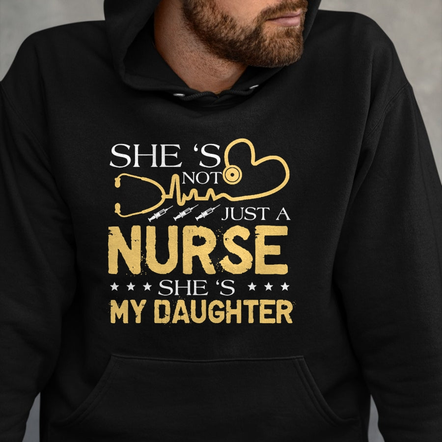 Funny Nurse Shirt, Nurse Unisex T-Shirt/Hoodie/Sweatshirt HLT00 - My Daughter Is A Nurse Proud Nurse's Mom Dad RN LPN Family T-Shirt (4)