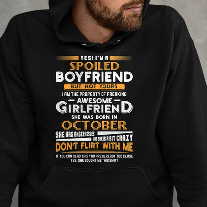 Best Wife Shirt, Wife and Husband Unisex T-Shirt/Hoodie/Sweatshirt HLT00 - Yes I'm A Spoiled Boyfriend Of An October Girlfriend T-Shirt