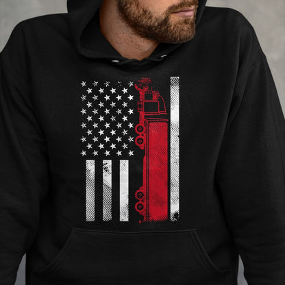 Best Truck Driver Life Shirt, Funny Trucker UnisexT-Shirt/Hoodie/Sweatshirt HLT00 - US American Flag Semi Truck Driver 18 Wheeler Trucker Gift Short Sleeve T-Shirt