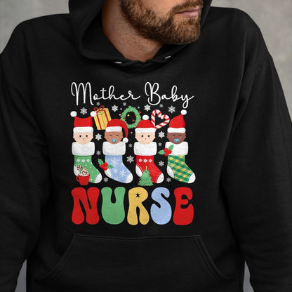 Funny Nurse Shirt, Nurse Unisex T-Shirt/Hoodie/Sweatshirt HLT00 - Mother Baby Nurse Christmas Professional Baby Wrapper T-Shirt