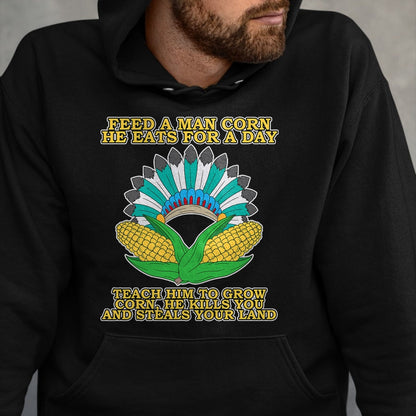 Native American T-Shirts, Vintage Native American Unisex T-Shirt/Hoodie/Sweatshirt HLT00 - Corn Thanksgiving Dark History Native American