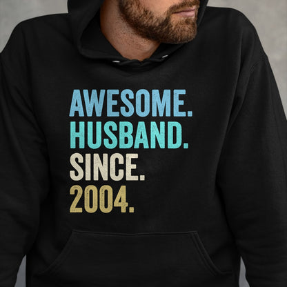 Best Wife Shirt, Wife and Husband Unisex T-Shirt/Hoodie/Sweatshirt HLT00 - Awesome Husband Since 2004 20th wedding anniversary 20 years T-Shirt (1)
