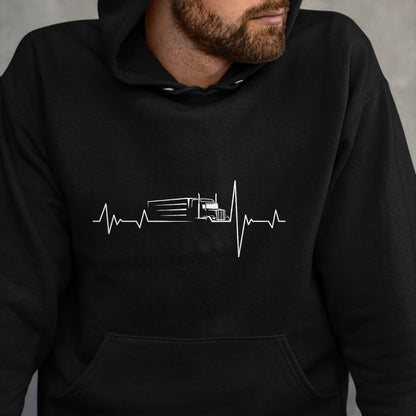 Best Truck Driver Life Shirt, Funny Trucker UnisexT-Shirt/Hoodie/Sweatshirt HLT00 - Truck Driver Heart Beat 18 Wheeler semi-Trailer Tractor T-Shirt (1)