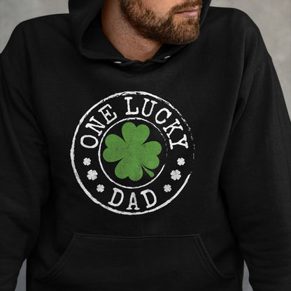 Gift for Dad Shirt, Funny Dad Unisex T-Shirt/Hoodie/Sweatshirt HLT00 – One Lucky Dad Father Funny Irish Shamrocks St Patrick_s Day T-Shirt