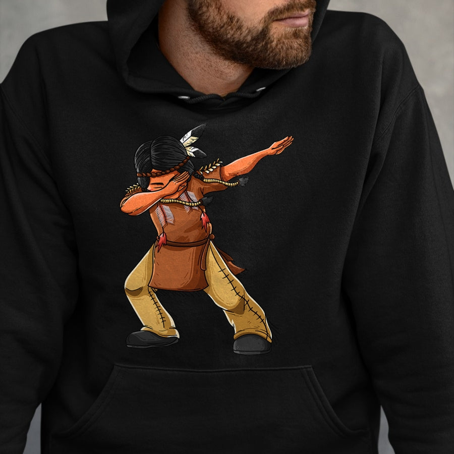 Native American T-Shirts, Vintage Native American Unisex T-Shirt/Hoodie/Sweatshirt HLT00 - Dabbing Indian Funny Cute Native American Dance Dab Gift