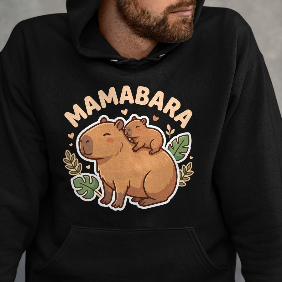 Cute Capybara Shirt, Funny Capybara Unisex T-Shirt/Hoodie/Sweatshirt HLT00 - Mamabara Capybara Mother T-Shirt (2)