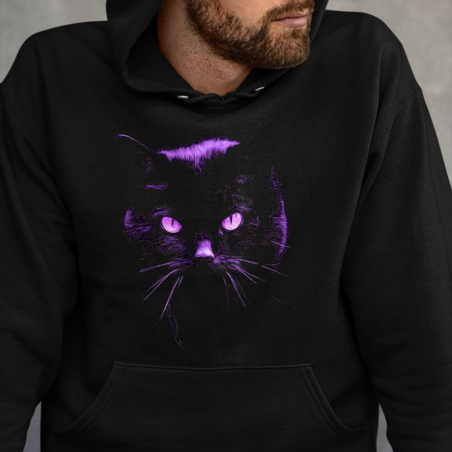 Cat Love Shirt, Funny Cat Lover Gift UnisexT-Shirt/Hoodie/Sweatshirt HLT00 - Cool Halloween Shirt Purple Cat, Witches Familiar, Cat_s Eye T-Shirt, Women, Black, X-Large