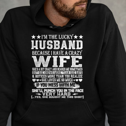 Best Wife Shirt, Wife and Husband Unisex T-Shirt/Hoodie/Sweatshirt HLT00 - Gift for wife T shirt, lucky wife   im a lucky wife i have a crazy husband t shirt - Valentines T-Sh