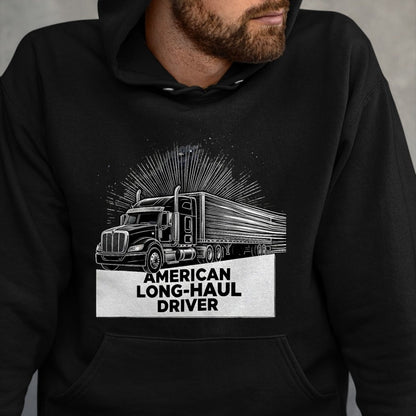 Best Truck Driver Life Shirt, Funny Trucker UnisexT-Shirt/Hoodie/Sweatshirt HLT00 - American Long-Haul Driver Patriotic Semi Truck Driver T-Shirt, Men, Heather Blue, Large