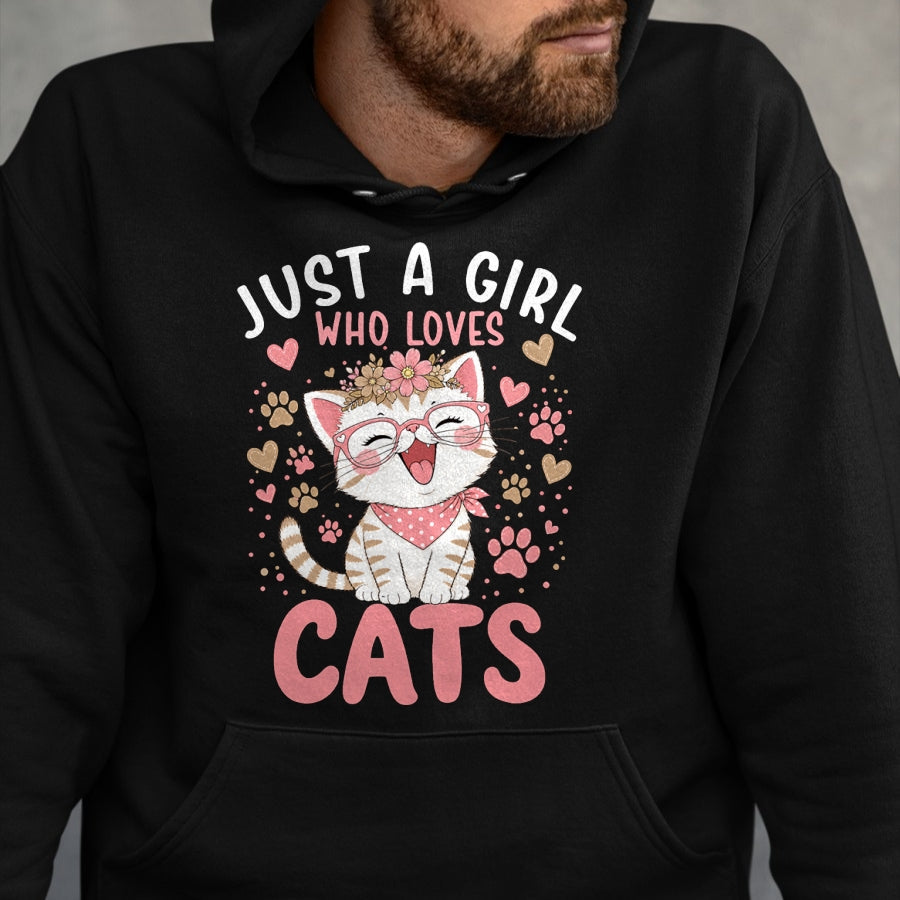 Cat Love Shirt, Funny Cat Lover Gift UnisexT-Shirt/Hoodie/Sweatshirt HLT00 - Just A Girl Who Loves Cats Cute Floral Animals Lover T-Shirt