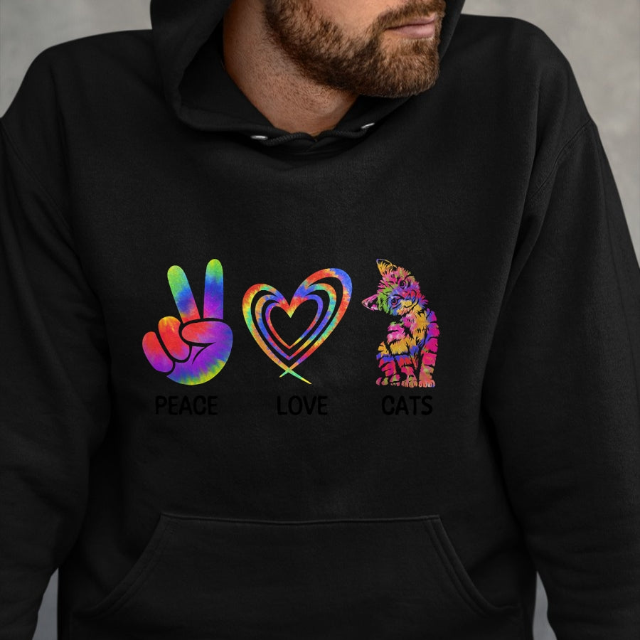 Cat Love Shirt, Funny Cat Lover Gift UnisexT-Shirt/Hoodie/Sweatshirt HLT00 - Peace Love Cats Funny Kitty Cat Lover T-Shirt (1)