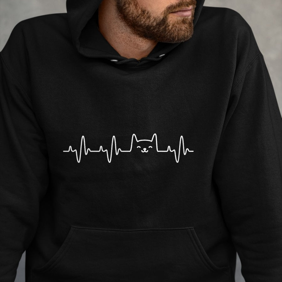 Cat Love Shirt, Funny Cat Lover Gift UnisexT-Shirt/Hoodie/Sweatshirt HLT00 - Cat Heartbeat Love Cats Women_s Girls Cat Lover T-Shirt