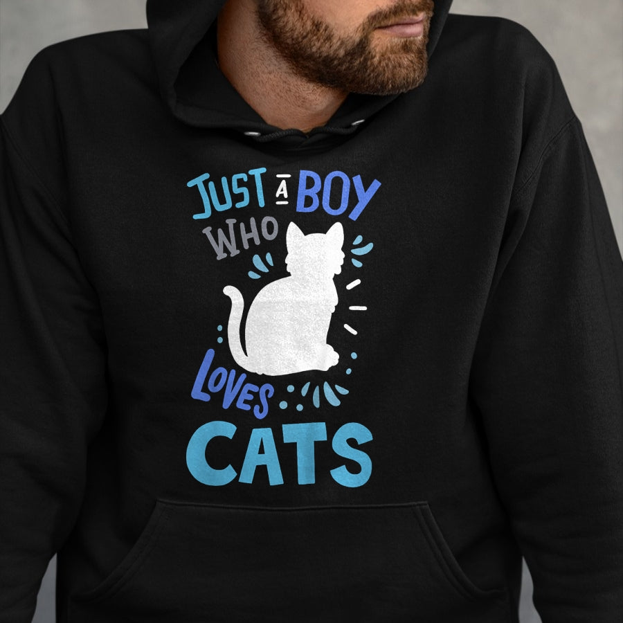 Cat Love Shirt, Funny Cat Lover Gift UnisexT-Shirt/Hoodie/Sweatshirt HLT00 - Kids Cat Just A Boy Who Loves Cats for Cat Lovers T-Shirt