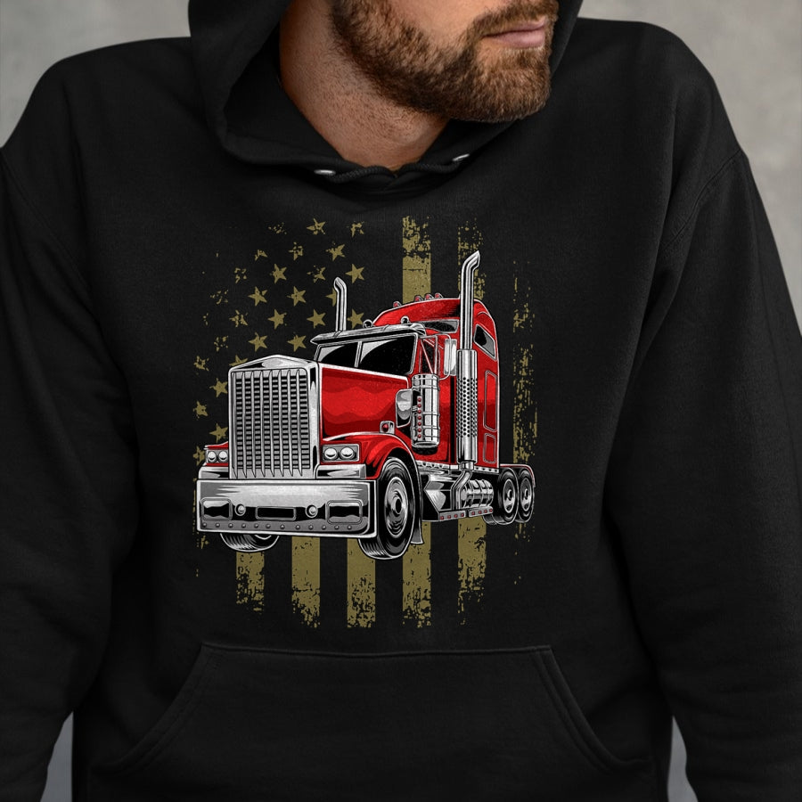 Best Truck Driver Life Shirt, Funny Trucker UnisexT-Shirt/Hoodie/Sweatshirt HLT00 - Patriotic Truck Driver American Flag Shirt Trucker Gifts Men T-Shirt