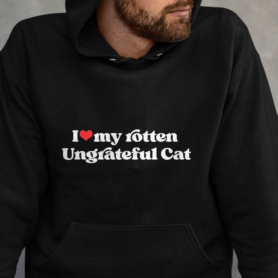 Cat Love Shirt, Funny Cat Lover Gift UnisexT-Shirt/Hoodie/Sweatshirt HLT00 - I Love My Rotten Ungrateful Cat Funny Cat Mom Dad T-Shirt, Men, Heather Blue, X-Large