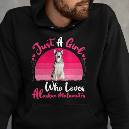 Dog Love Shirt, Dog Lover Gift T-Shirt/Hoodie/Sweatshirt HLT00 - Vintage Dog Lover Just A Girl Who Loves Alaskan Malamutes T-Shirt