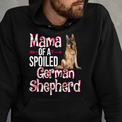 Best Wife Shirt, Wife and Husband Unisex T-Shirt/Hoodie/Sweatshirt HLT00 - Mama Of A Spoiled German Shepherd Mother's Day Floral Dog T-Shirt
