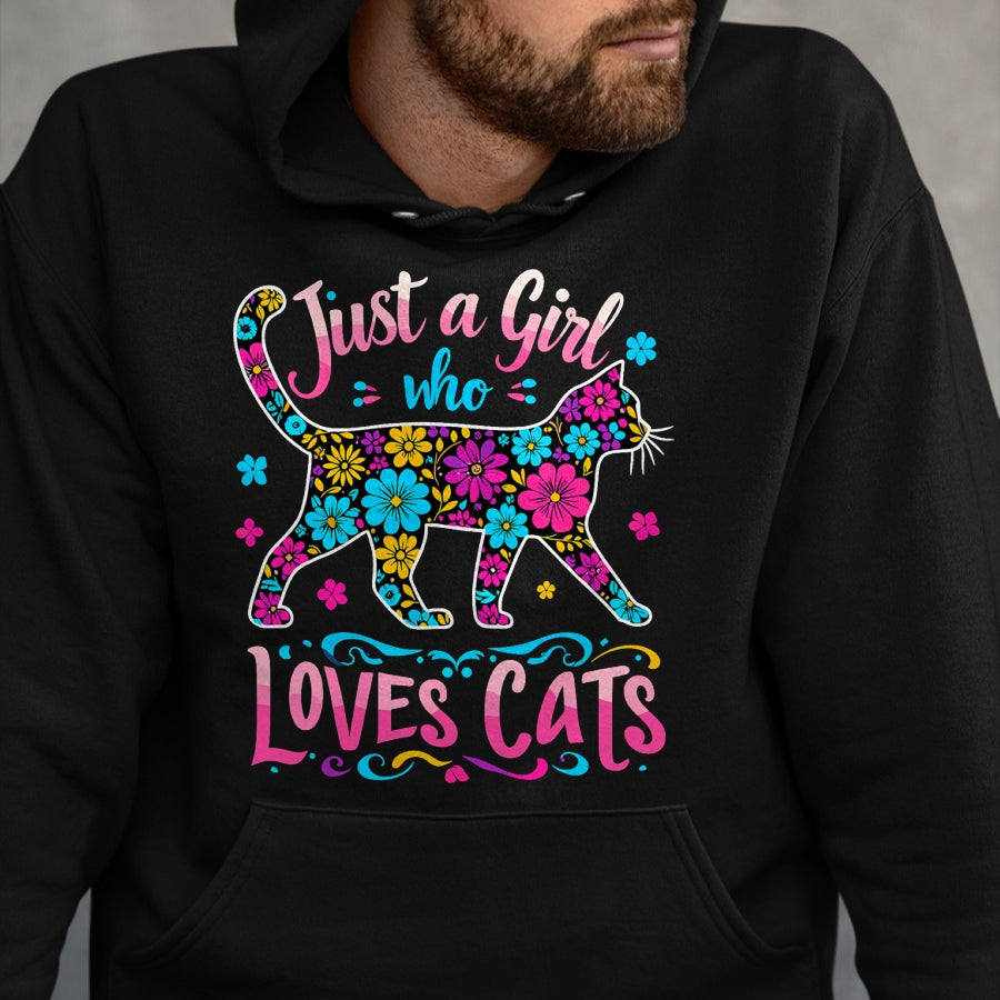 Cat Love Shirt, Funny Cat Lover Gift UnisexT-Shirt/Hoodie/Sweatshirt HLT00 - Cat Cute Just A Girl Who Loves Cats T-Shirt (1)