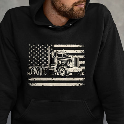 Best Truck Driver Life Shirt, Funny Trucker UnisexT-Shirt/Hoodie/Sweatshirt HLT00 - Semi Truck USA Flag Driver Trucker Patriotic Retro T-Shirt