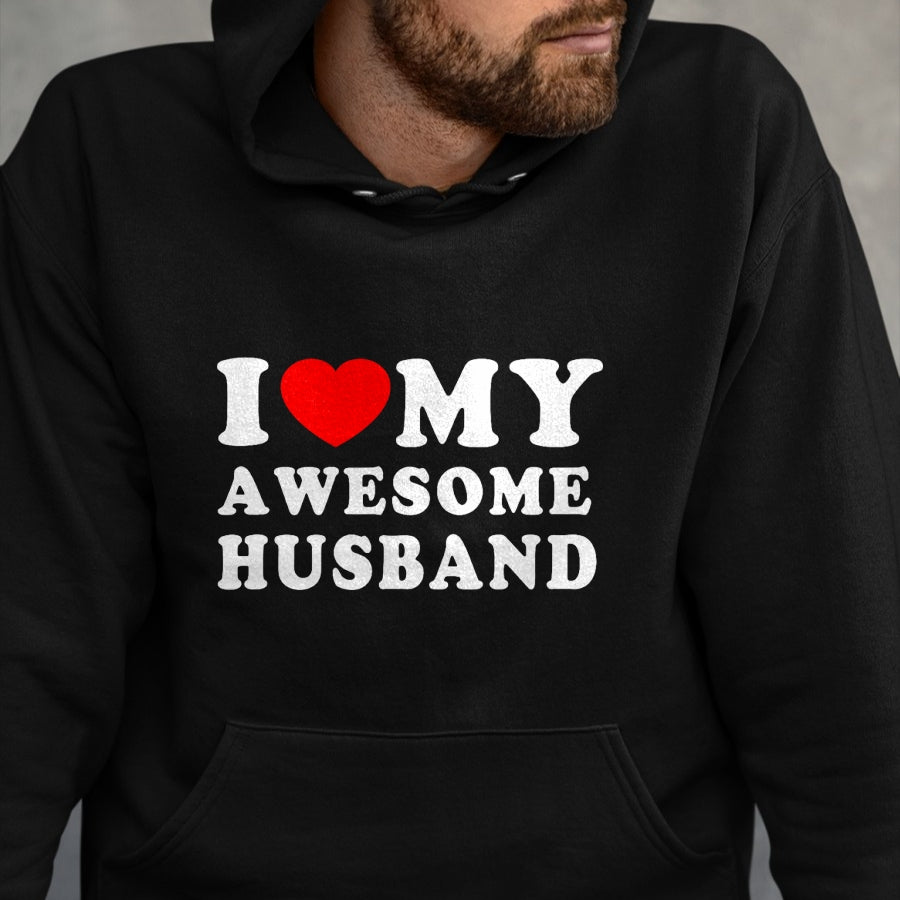 Best Wife Shirt, Wife and Husband Unisex T-Shirt/Hoodie/Sweatshirt HLT00 - I Love My Awesome Husband I Heart My Husband Love Husband T-Shirt (1)