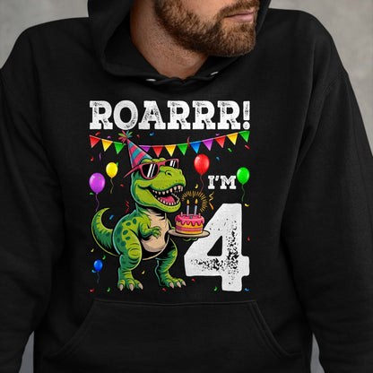 Best Dinosaur Lover Shirt, Funny Dinosaur UnisexT-Shirt/Hoodie/Sweatshirt HLT00 - 4th Birthday 4 Year Old Boys Girls Roar Im Dinosaur T-Shirt