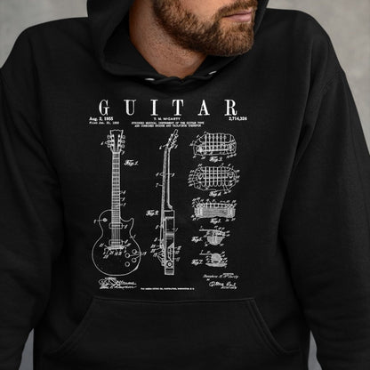 Guitar Lover Shirt, Funny Guitar UnisexT-Shirt/Hoodie/Sweatshirt HLT00 - Electric Guitar Vintage Patent Guitarist Drawing Print T-Shirt