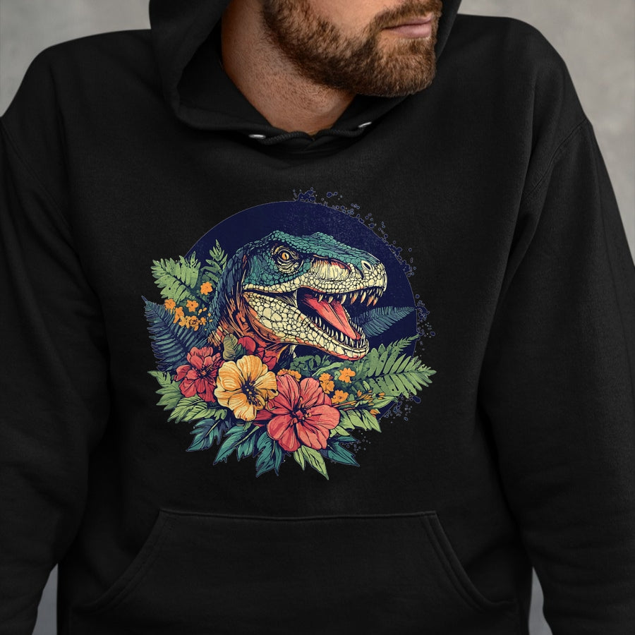 Best Dinosaur Lover Shirt, Funny Dinosaur UnisexT-Shirt/Hoodie/Sweatshirt HLT00 - Dinosaur With Floral Background Artwork T-Shirt