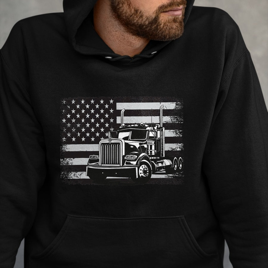 Best Truck Driver Life Shirt, Funny Trucker UnisexT-Shirt/Hoodie/Sweatshirt HLT00 - US American Flag Semi Truck Driver T-Shirt (5)