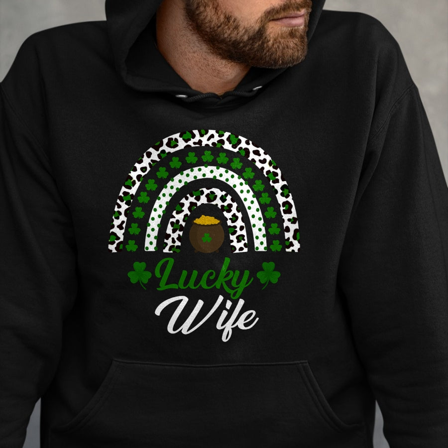 Best Wife Shirt, Wife and Husband Unisex T-Shirt/Hoodie/Sweatshirt HLT00 - Gift for wife T shirt, lucky wife   Lucky Wife Rainbow St Patricks Day Lucky Wife Long Sleeve T-Shir (3)