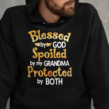 Best Wife Shirt, Wife and Husband Unisex T-Shirt/Hoodie/Sweatshirt HLT00 - Blessed By God Spoiled By My Grandma Grandson Granddaughter T-Shirt (1)