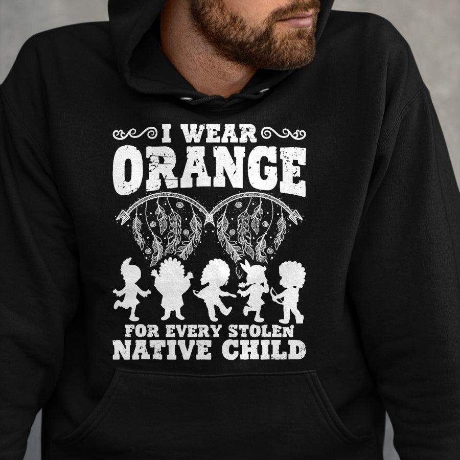Native American T-Shirts, Vintage Native American Unisex T-Shirt/Hoodie/Sweatshirt HLT00 - Indian Pride Native American Orange For Native Child
