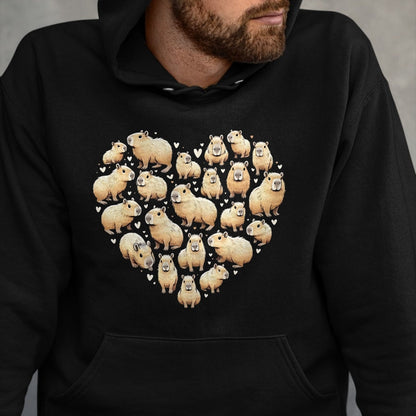 Cute Capybara Shirt, Funny Capybara Unisex T-Shirt/Hoodie/Sweatshirt HLT00 - Heart Shaped Capybara Long Sleeve T-Shirt
